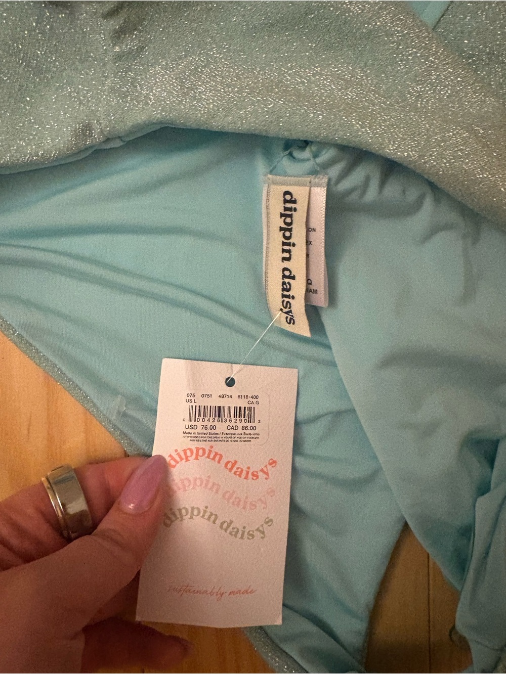 Dippin' Daisy's Sparkle One-Piece Swimsuit in Light Aqua - Picture 3 of 3